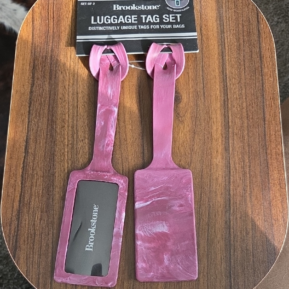 Set Of 2 Brookstone Marble Purple Luggage Tags